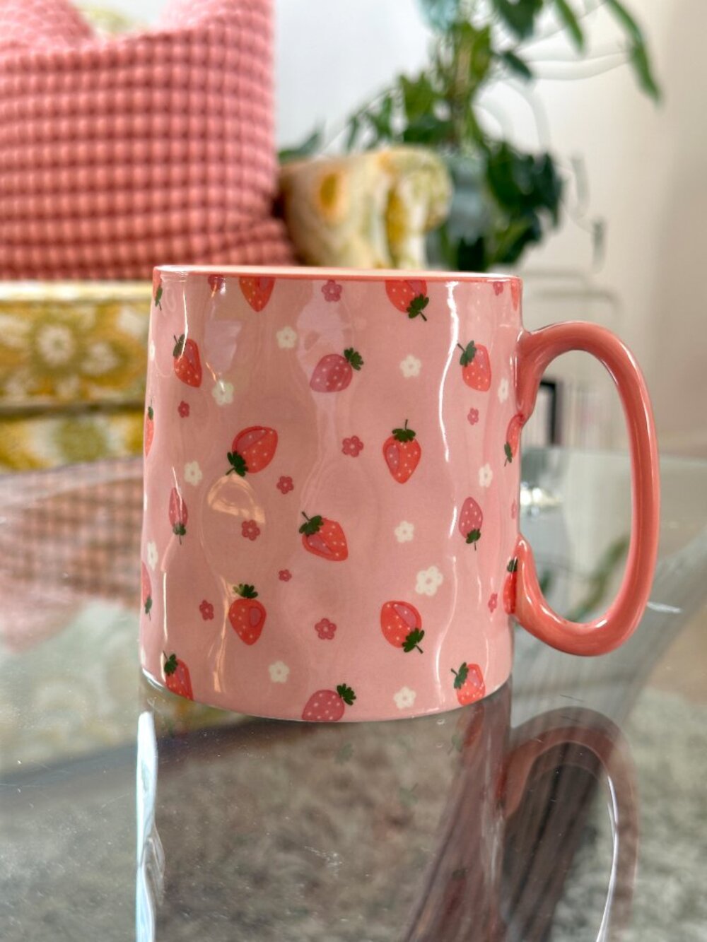Pink Strawberry Mug Coquette Cottagecore Kawaii - Picture 5 of 6